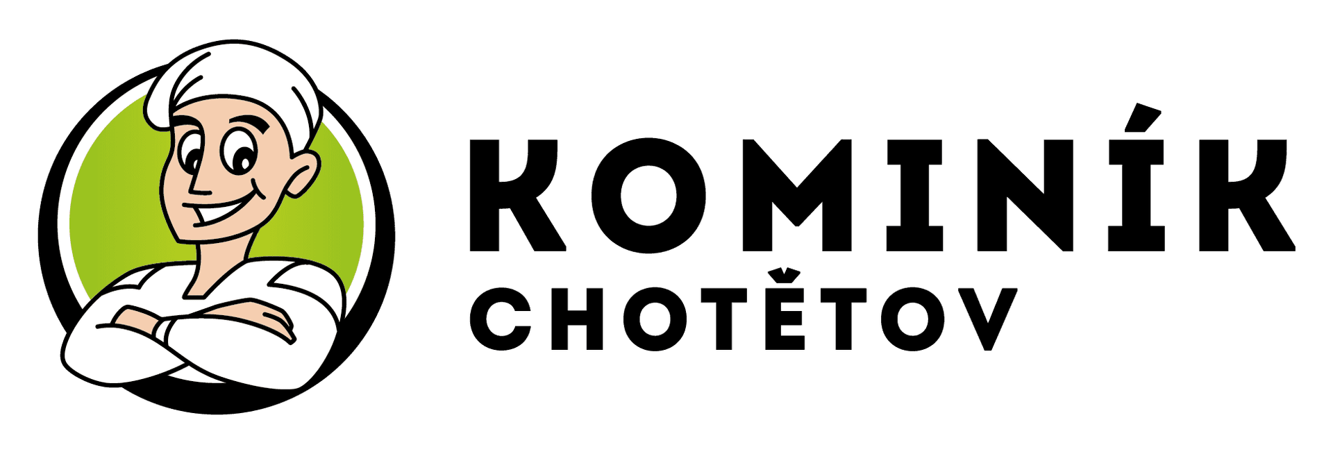 Logo Kominík Chotětov s kreslenou postavou kominíka